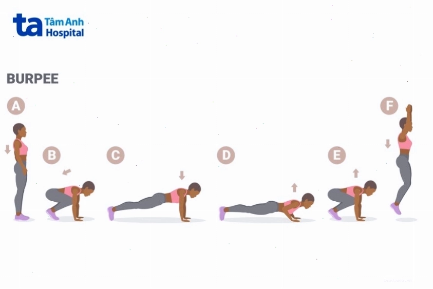 Bài tập Burpee là một trong những bài tập cardio toàn thân hiệu quả để giảm mỡ bụng