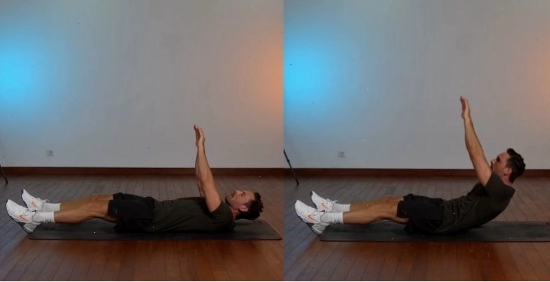 bài tập cơ bụng 6 múi học sinh straight leg crunch