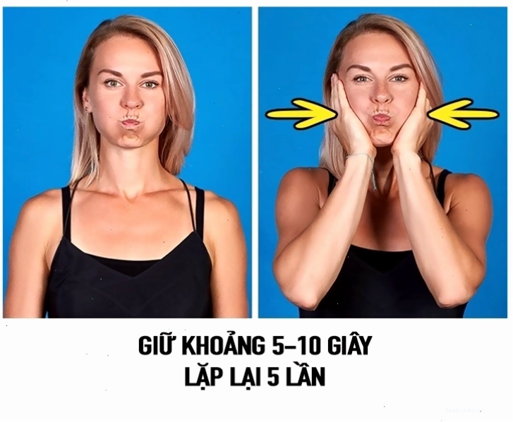 Bài tập làm đầy má bằng cách di chuyển không khí trong miệng