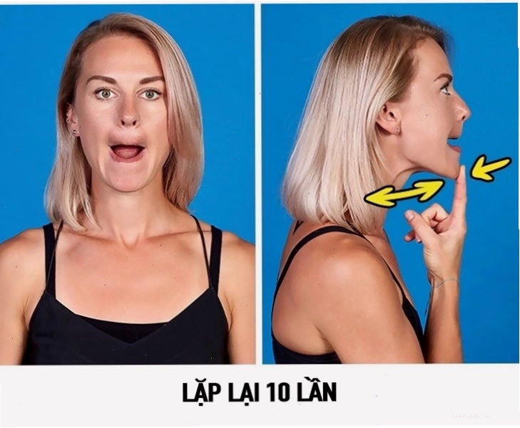 Bài tập nâng cằm kết hợp hít thở sâu giúp săn chắc vùng cổ