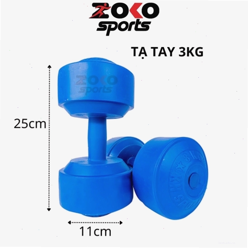 Cận cảnh tạ tay nhựa 3kg với thiết kế vỏ ngoài chắc chắn