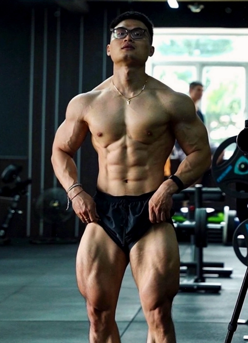Chàng trai có body 6 múi đẹp nổi bật trong khoảnh khắc luyện tập tự nhiên