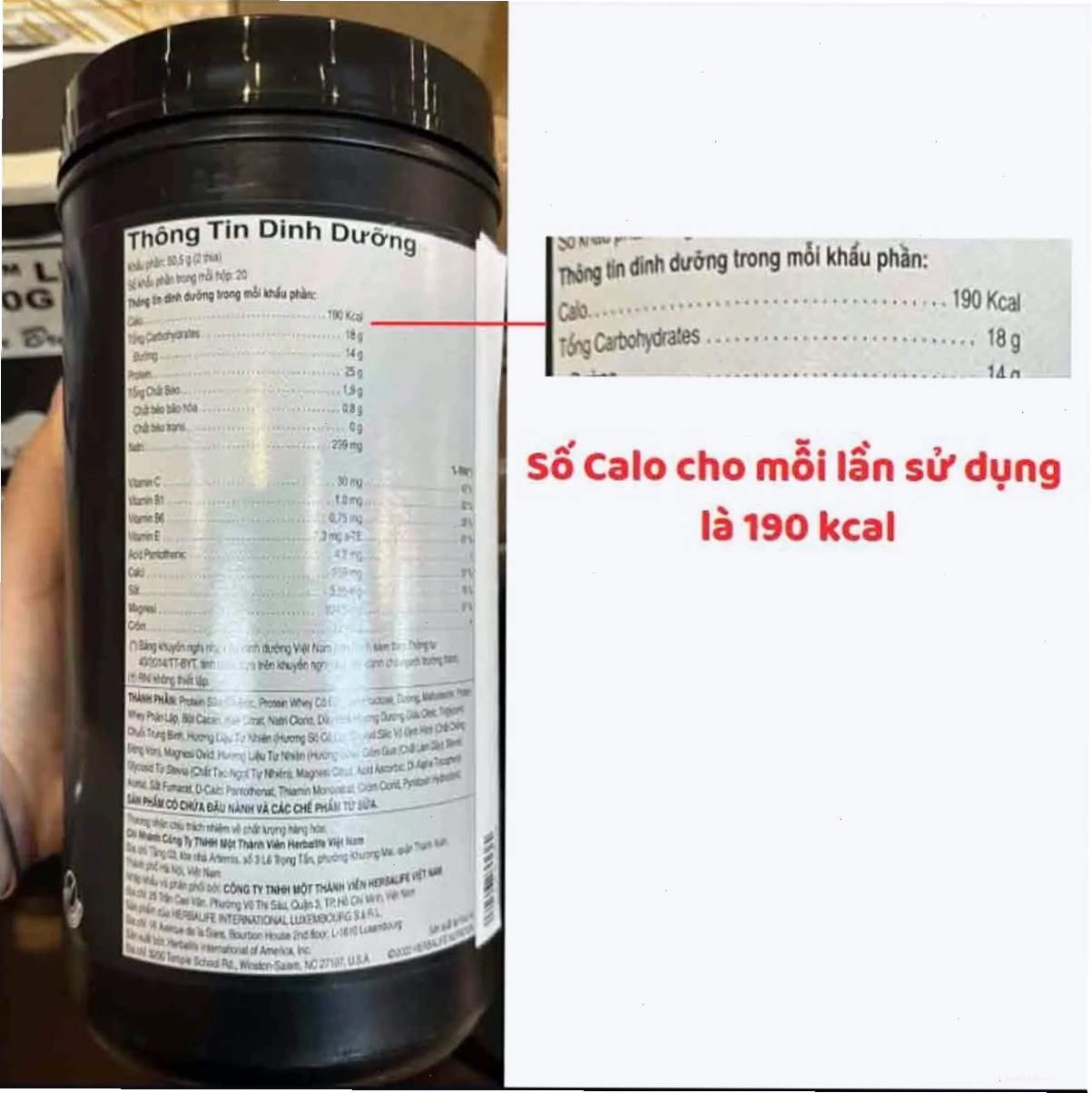 Đạm đen Herbalife bao nhiêu calo - Thông tin dinh dưỡng chi tiết