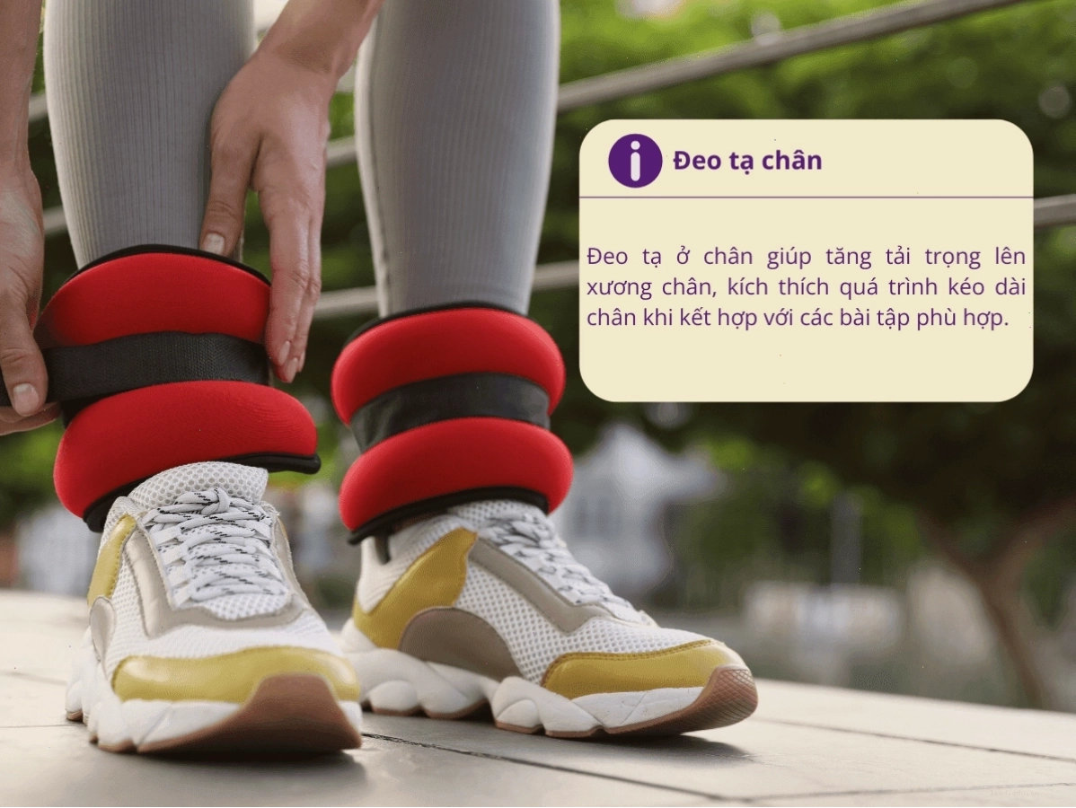 Đeo tạ chân và tập luyện thể thao cải thiện sức khỏe và chiều cao