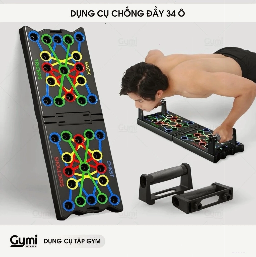 Dụng cụ hít đất đa năng với bảng màu 34 lỗ tập trung vào các nhóm cơ