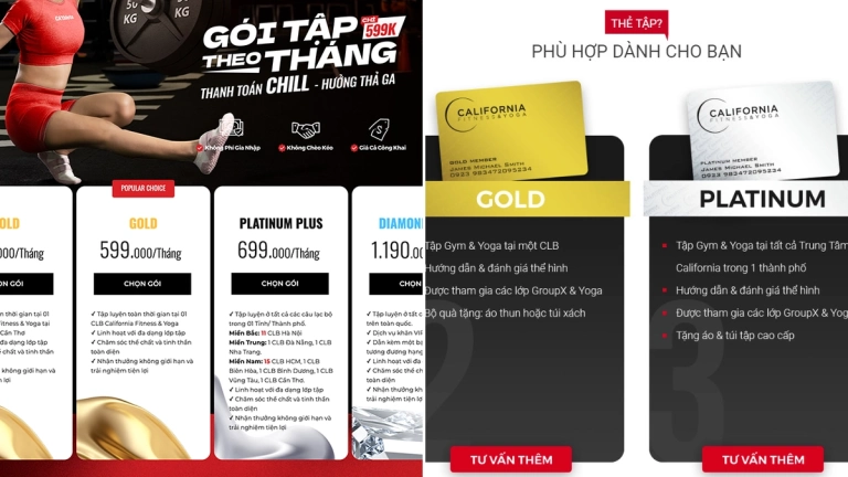Giá tập gym California Fitness & Yoga 2026 cập nhật mới nhất