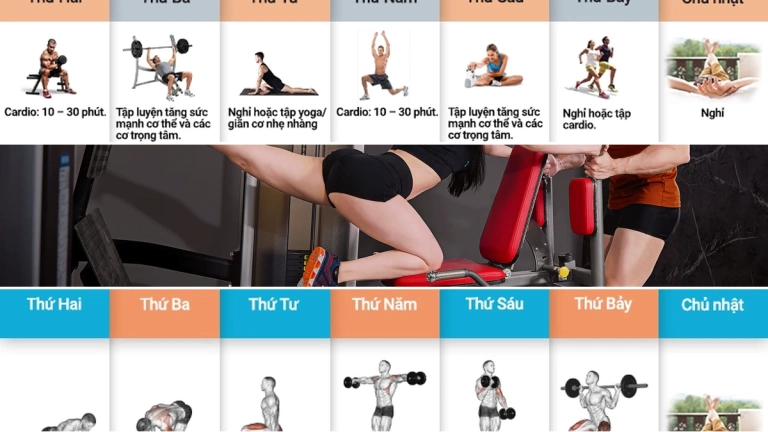 Giáo trình tập gym cho người mới: Lịch tập 6 buổi/tuần hiệu quả