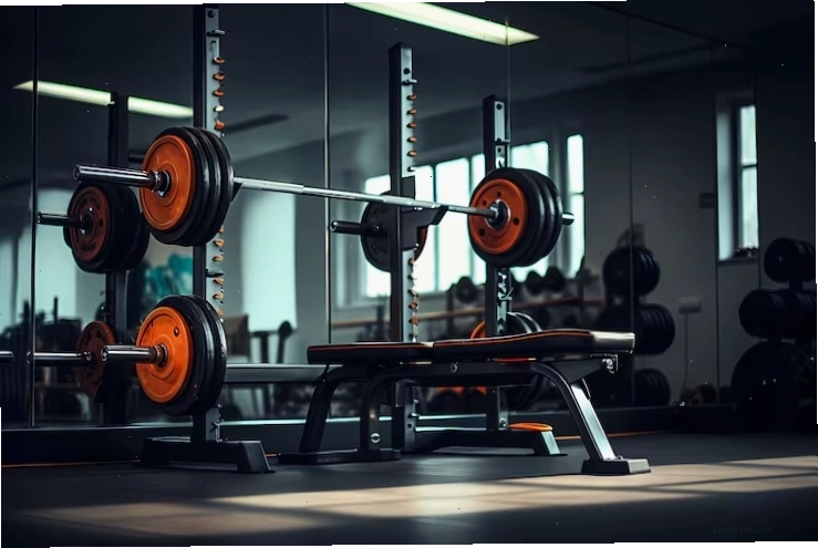 Hình ảnh 3D về các vật dụng tập luyện gym được sắp xếp độc đáo