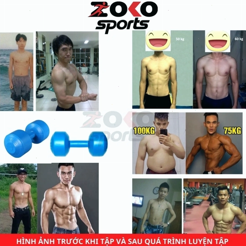 Hình ảnh minh họa quá trình tập luyện với tạ tay nhựa 5kg