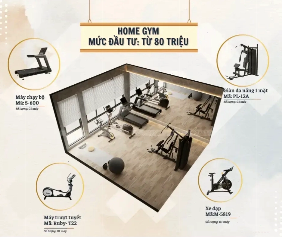 Hình ảnh phương án home gym 80 triệu