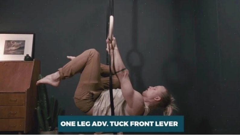 Instead of going from the tuck front lever to the advanced tuck front lever, try going from tuck front lever toone-legged adv. tuck front lever.This will allow a smoother progression in your strength and endurance!