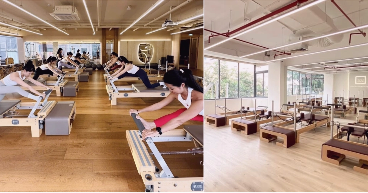 Không gian phòng tập Line Pilates được thiết kế tối giản, hiện đại