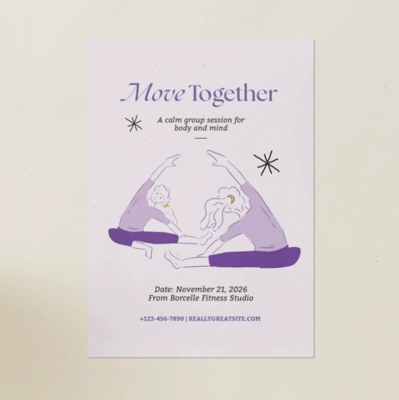 Lavender and Purple Illustrated Pilates Research Poster