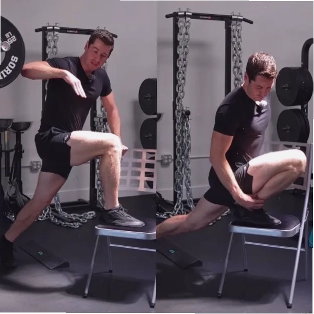 Minh họa bài tập squat với một bên cơ thể theo chuyển động chéo