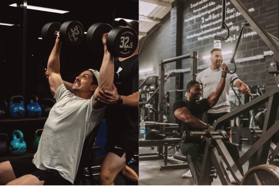 Nam gymer tập trung thực hiện động tác kéo xô