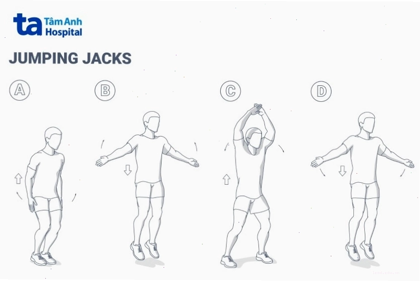 Người đang thực hiện động tác Jumping Jack