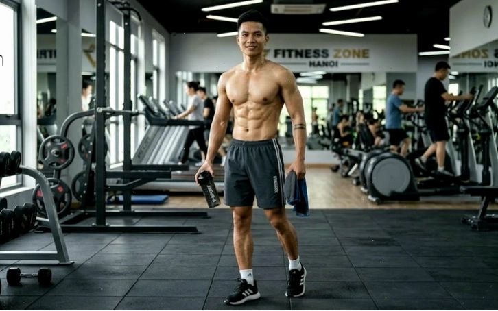 Người phụ nữ tập gập bụng với cường độ cao