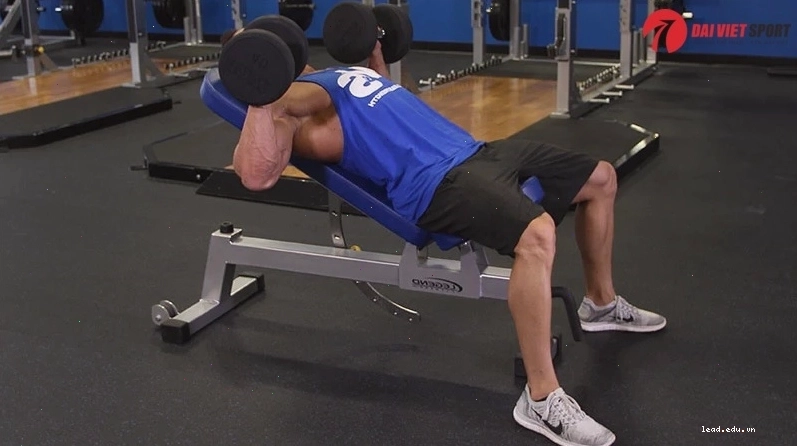 Người tập giữ lưng thẳng khi thực hiện Incline Dumbbell Press