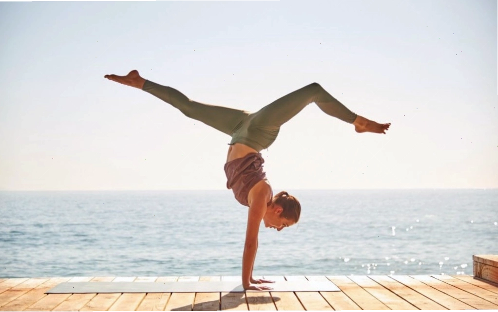 Người tập thực hiện bài tập plank chuẩn trên thảm