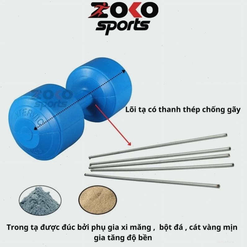 Tạ nhựa 5kg với thiết kế tay cầm chắc chắn, dễ dàng sử dụng