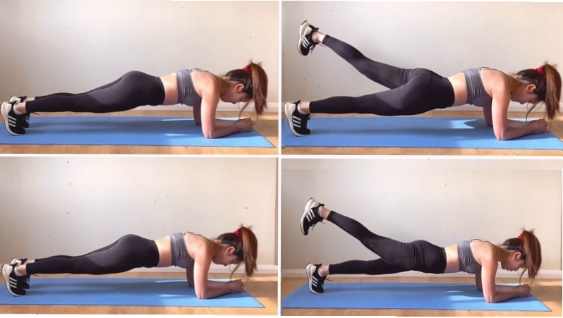 Thực hiện bài tập plank nâng từng chân